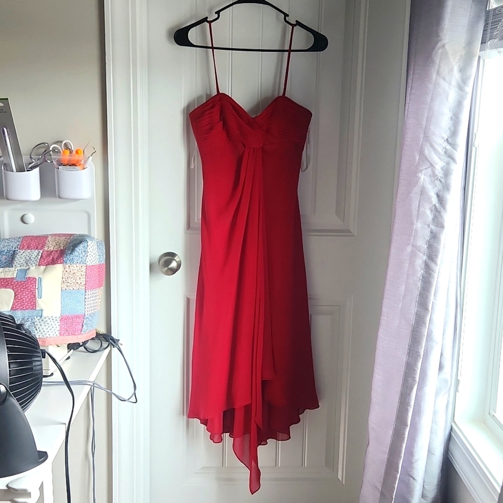 David's bridal red midi dress brideamaid